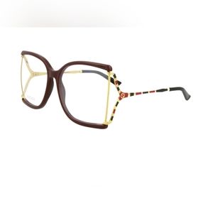 Women's Gucci Square/ Rectangle Burgundy Gold Fashion Designer Frames
